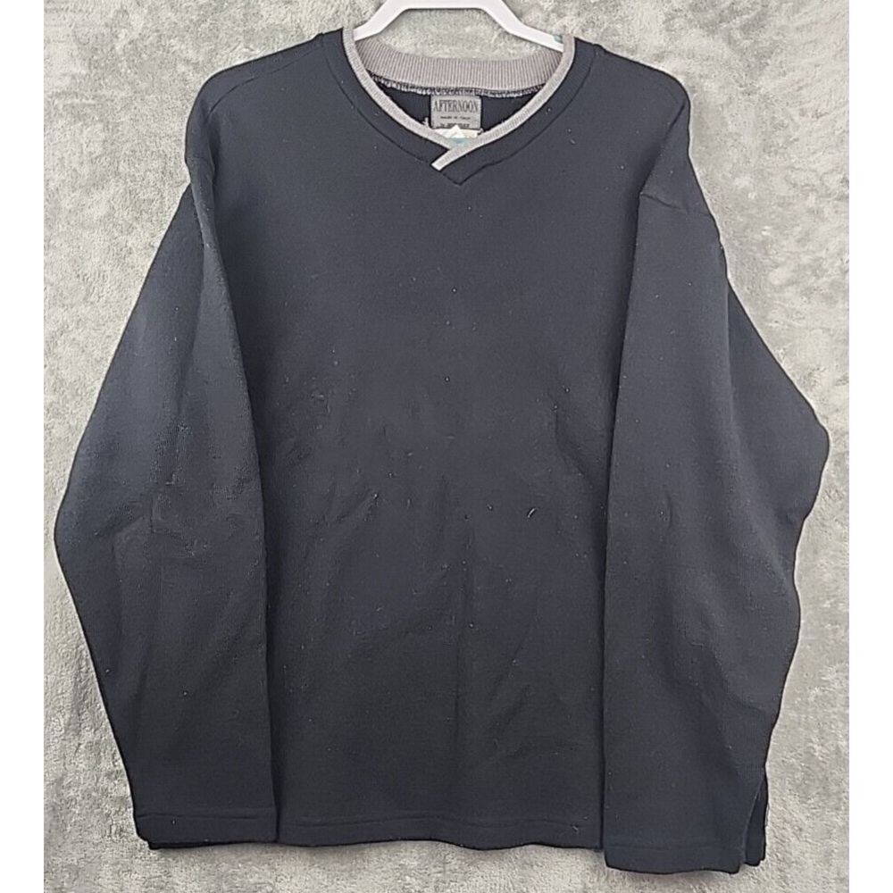 VTG Afternoon Collection Ann Max XL Merino Wool Blend Sweater‎ Black Italy